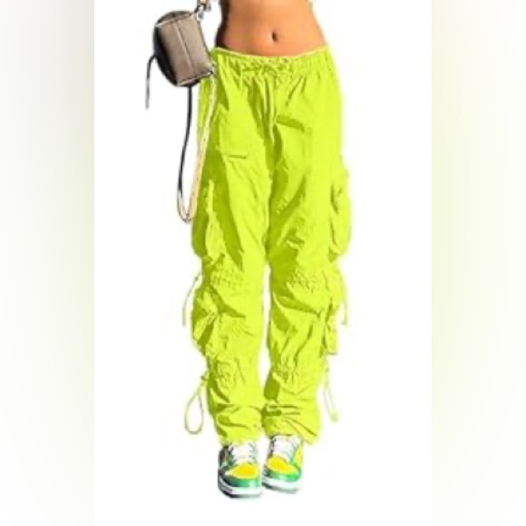 Neon Yellow Cargo Pants - Picture 1 of 3